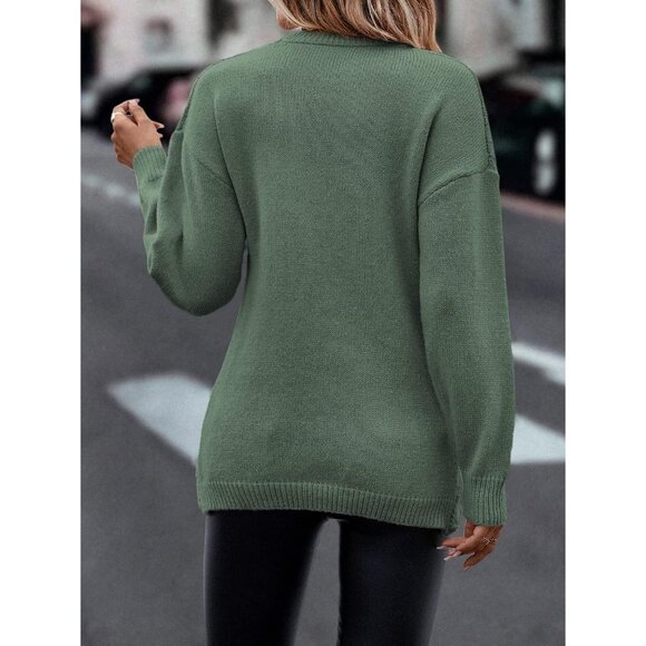 Womens Knit Sweater V Neck Long Sleeve Cross Wrap Casual Fall Winter Top - Picture 2 of 6